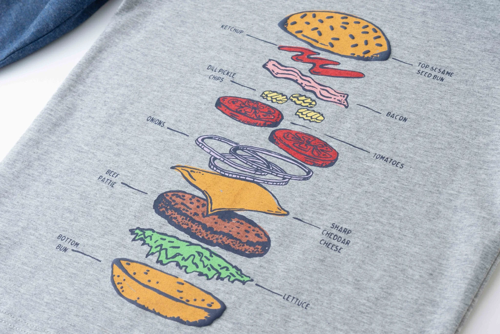 Kids Heather Grey/navy Jersey Hooded Tee | Tasty Burger