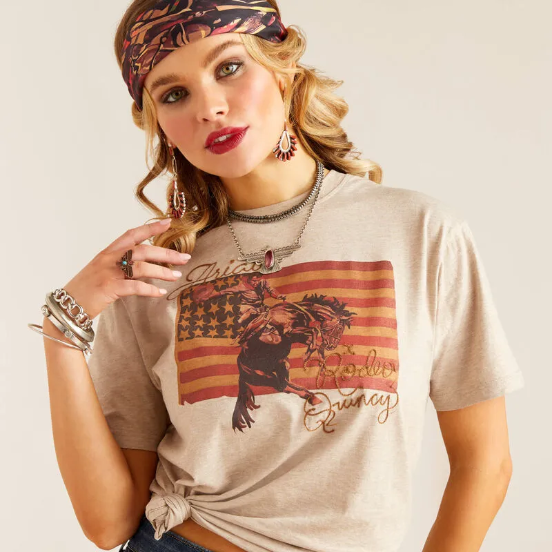 Ladies Ariat by Rodeo Quincy Flag T-Shirt - 10048669