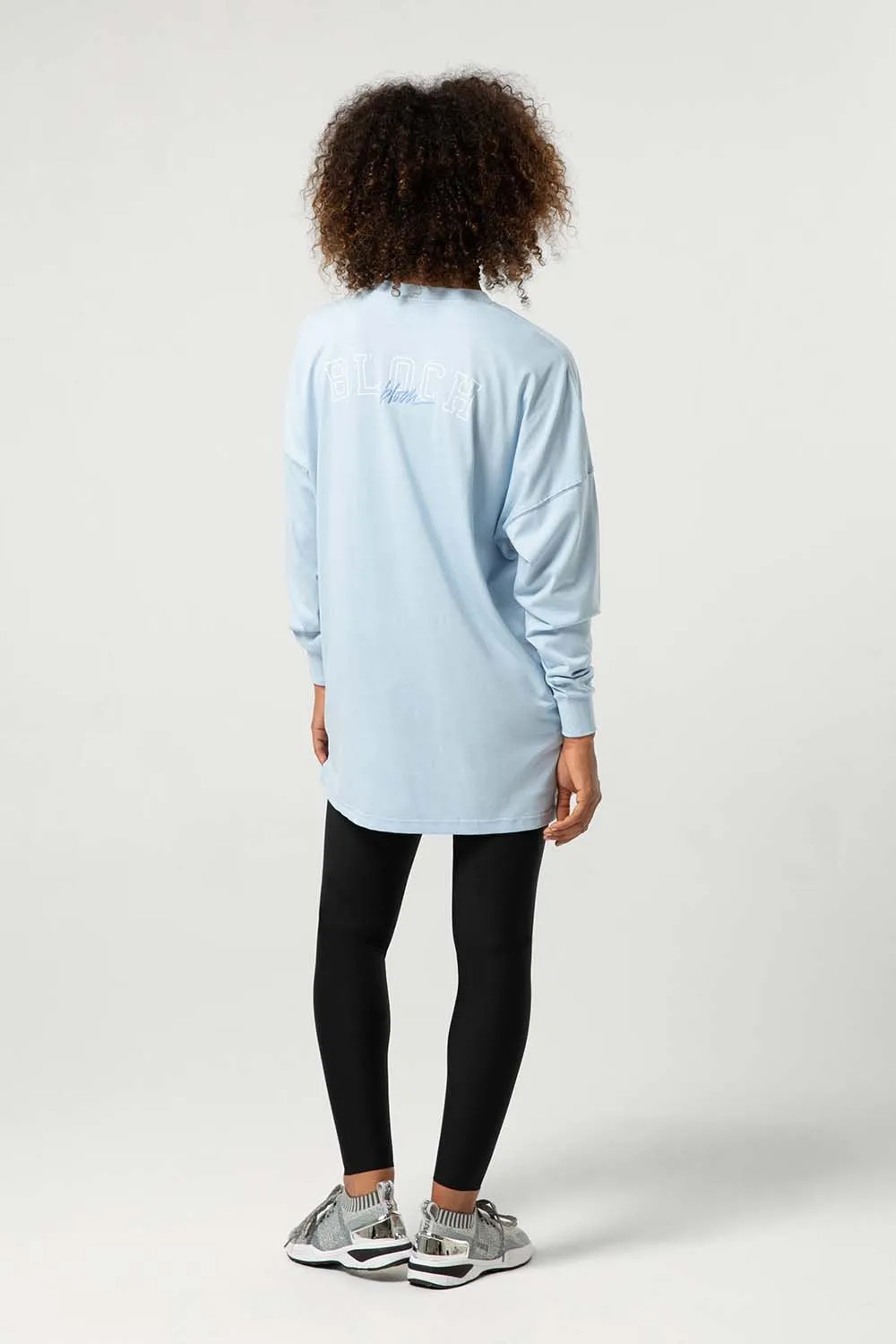 Ladies Bloch Print Oversized Long Sleeve Tee