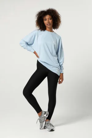 Ladies Bloch Print Oversized Long Sleeve Tee