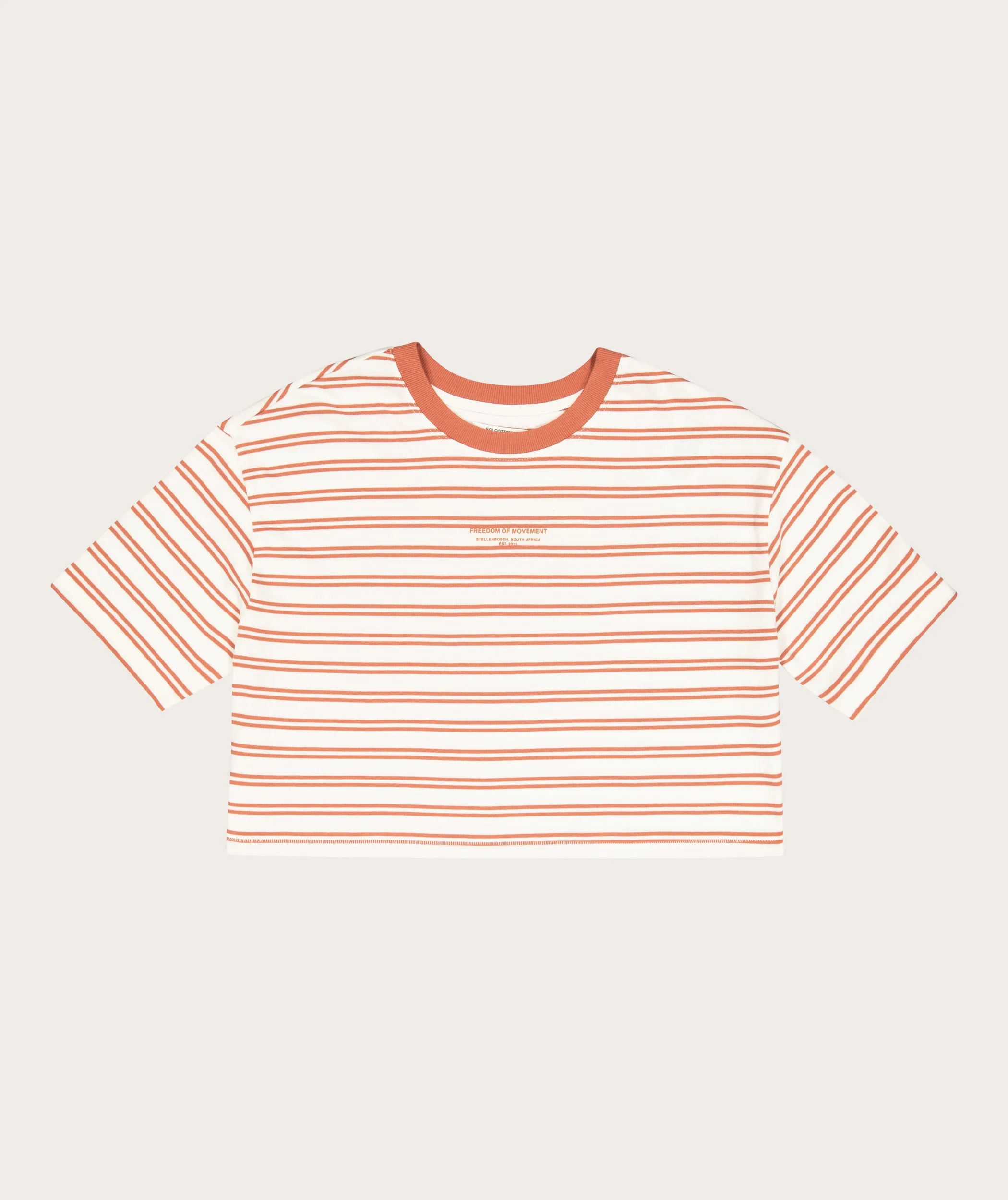 Ladies Cotton Cropped Box Tee - Copper Stripe