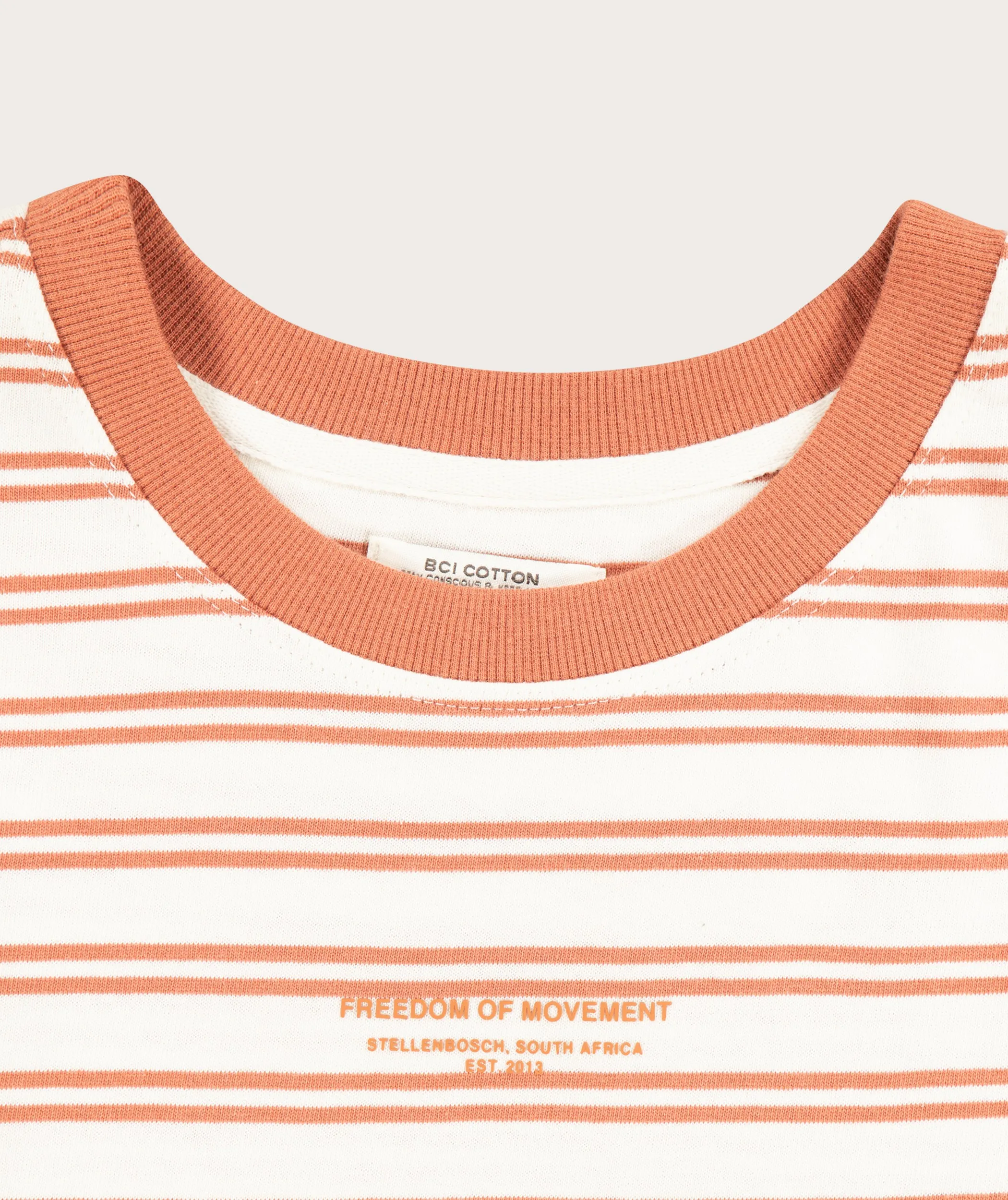 Ladies Cotton Cropped Box Tee - Copper Stripe