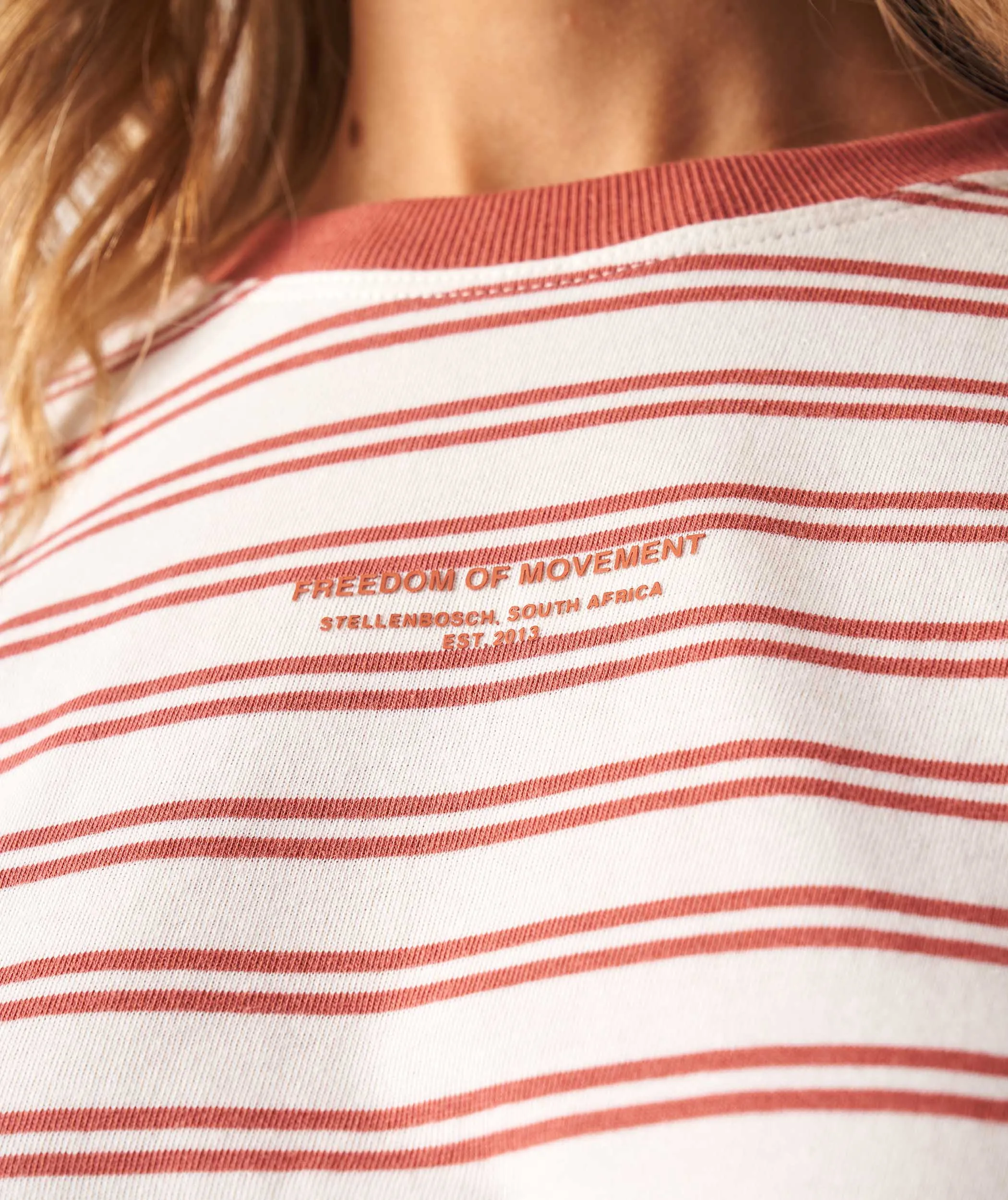 Ladies Cotton Cropped Box Tee - Copper Stripe