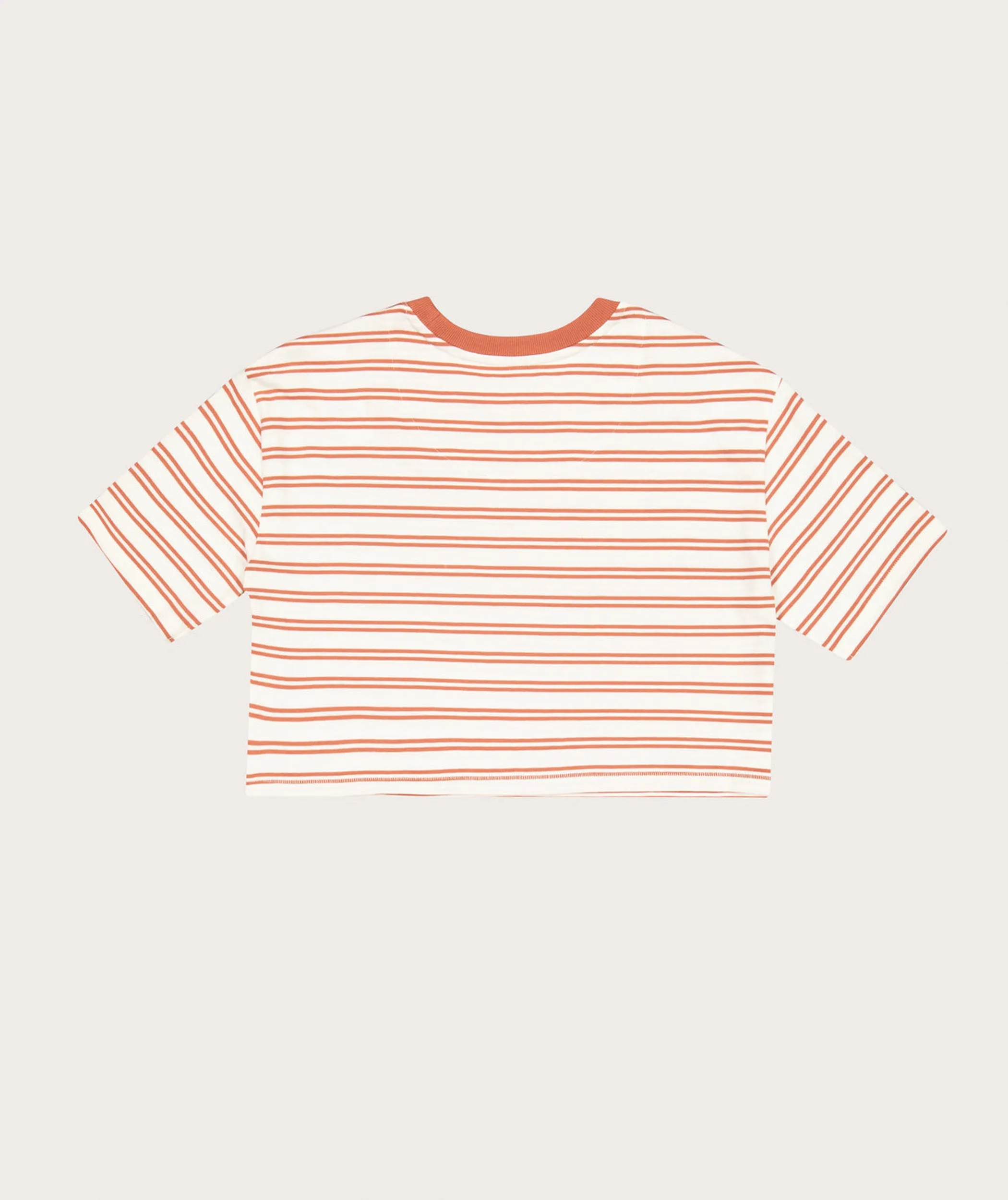 Ladies Cotton Cropped Box Tee - Copper Stripe