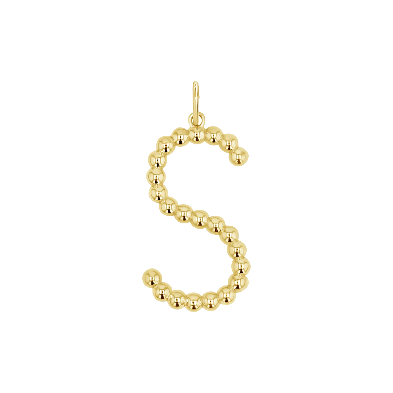 Large Gold Bead Letter Charm