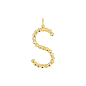 Large Gold Bead Letter Charm