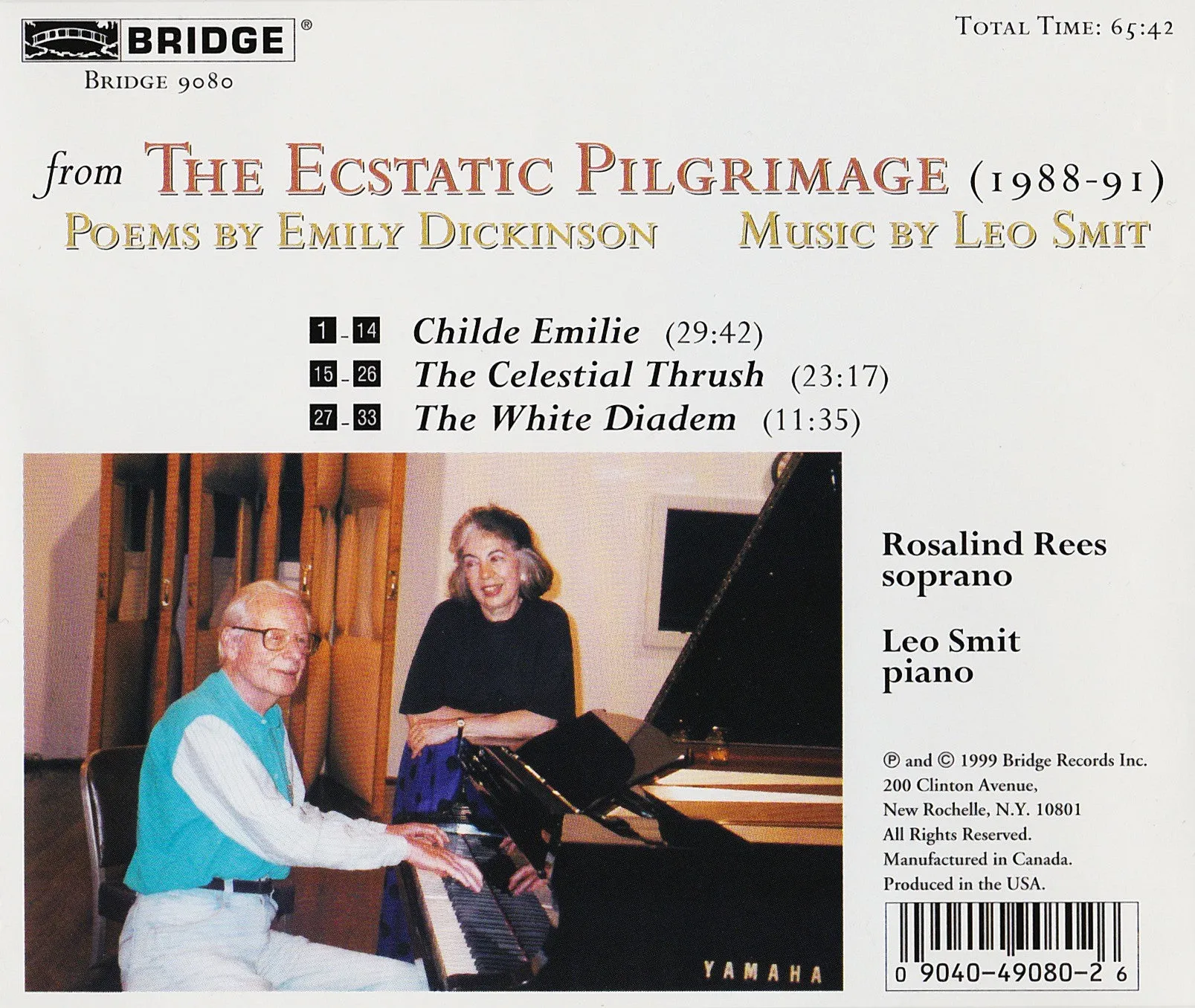 Leo Smit <br> Songs on Poems of Emily Dickinson <BR> BRIDGE 9080