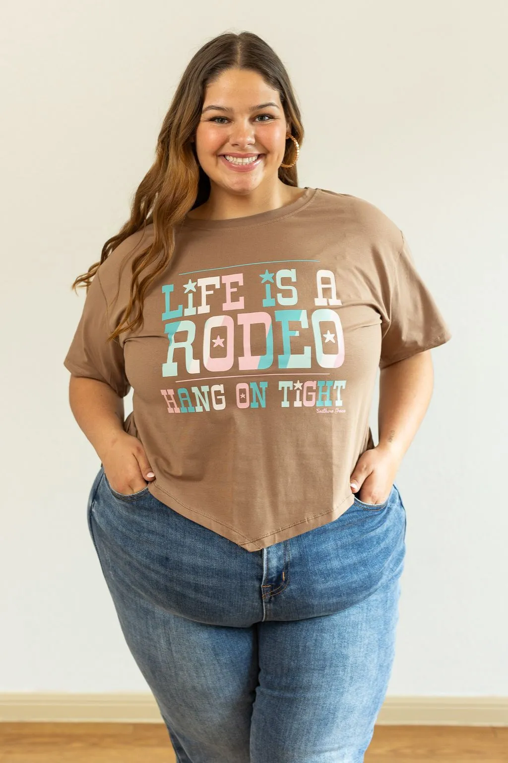 Life is a Rodeo Mom Crop, Tan