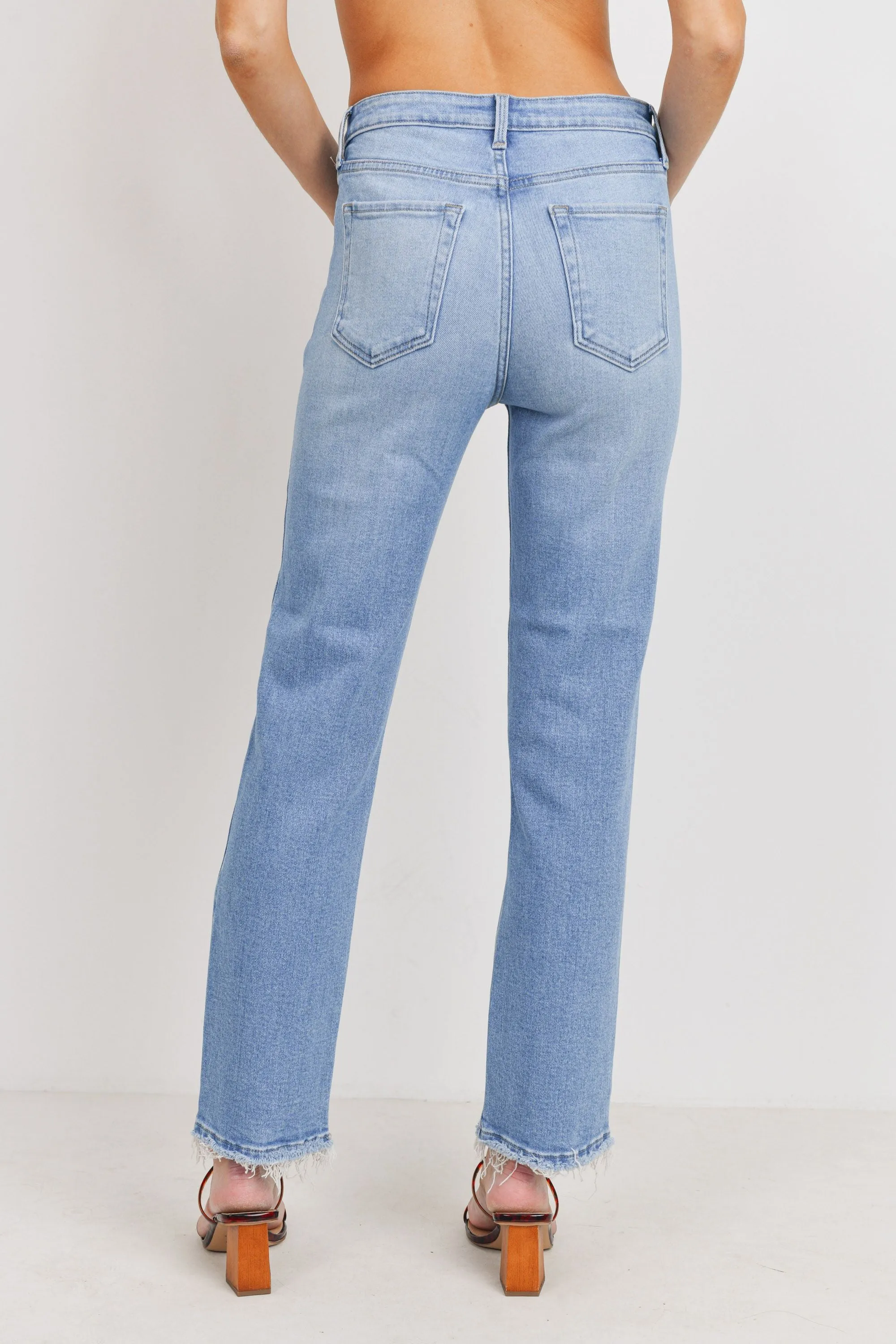 Light Denim High Rise Straight Jeans