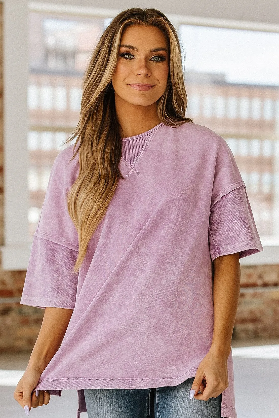 Macy Exposed Seam Oversized Tee | S-2XL