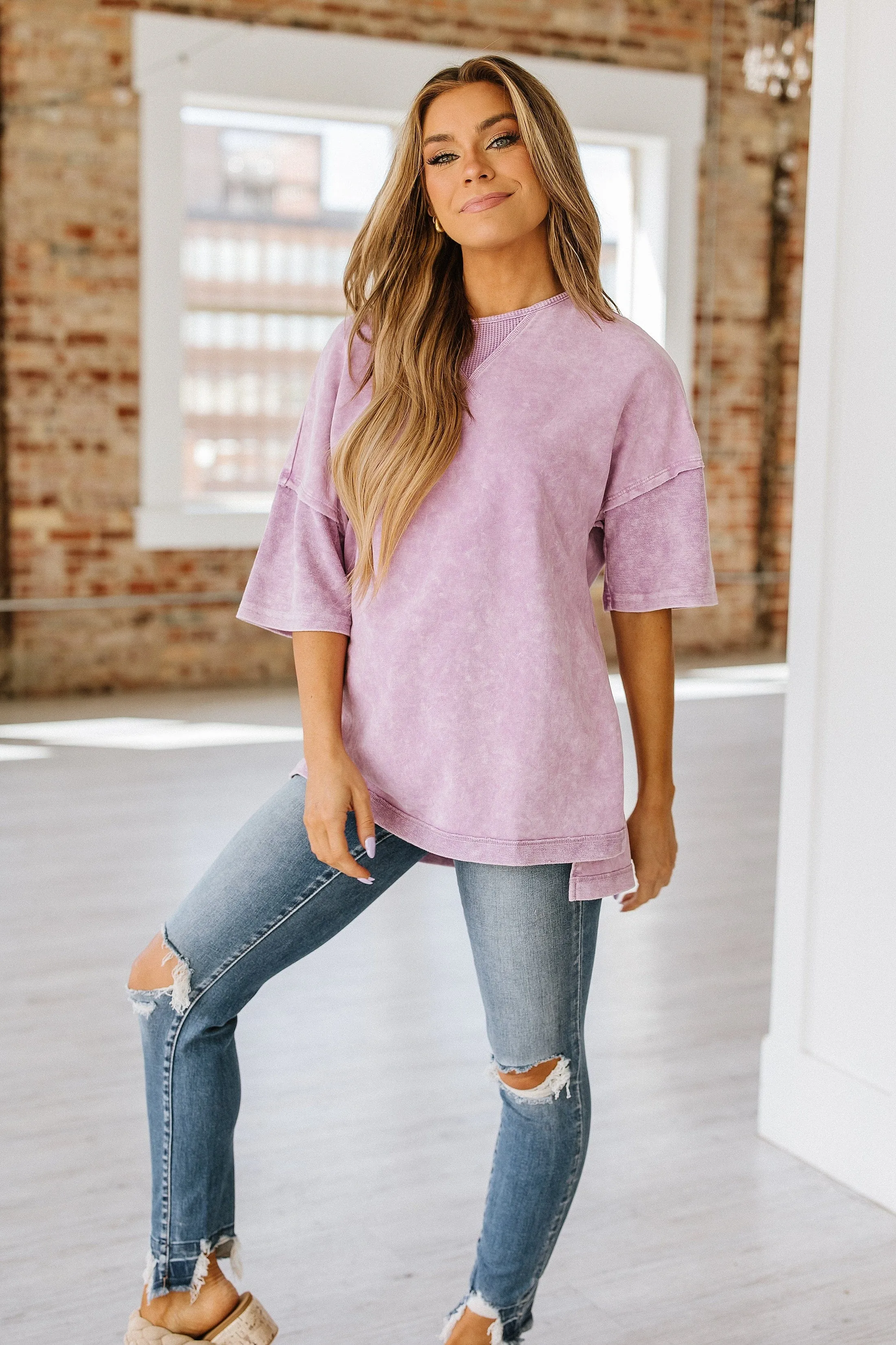 Macy Exposed Seam Oversized Tee | S-2XL