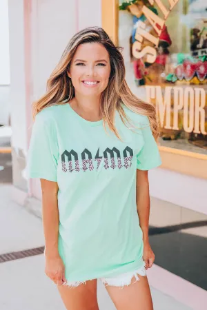 Mama Leopard Graphic Tee - Mint