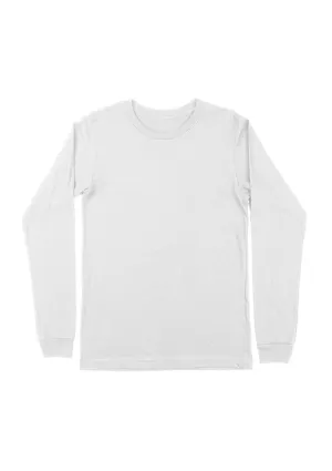 Mens T-Shirts Long Sleeve Crew Neck White