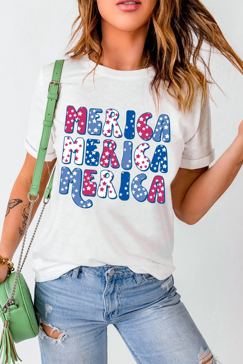 MERICA Graphic Round Neck Tee