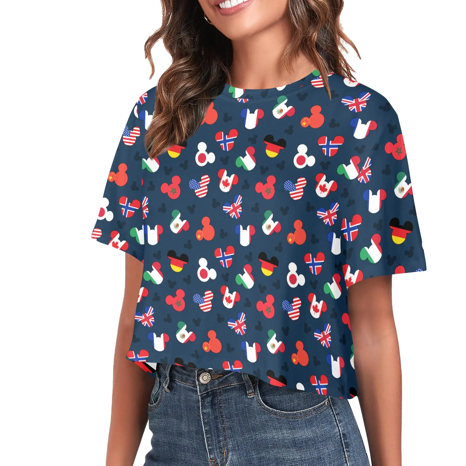 Mickey Flags Women's Cropped T-shirt