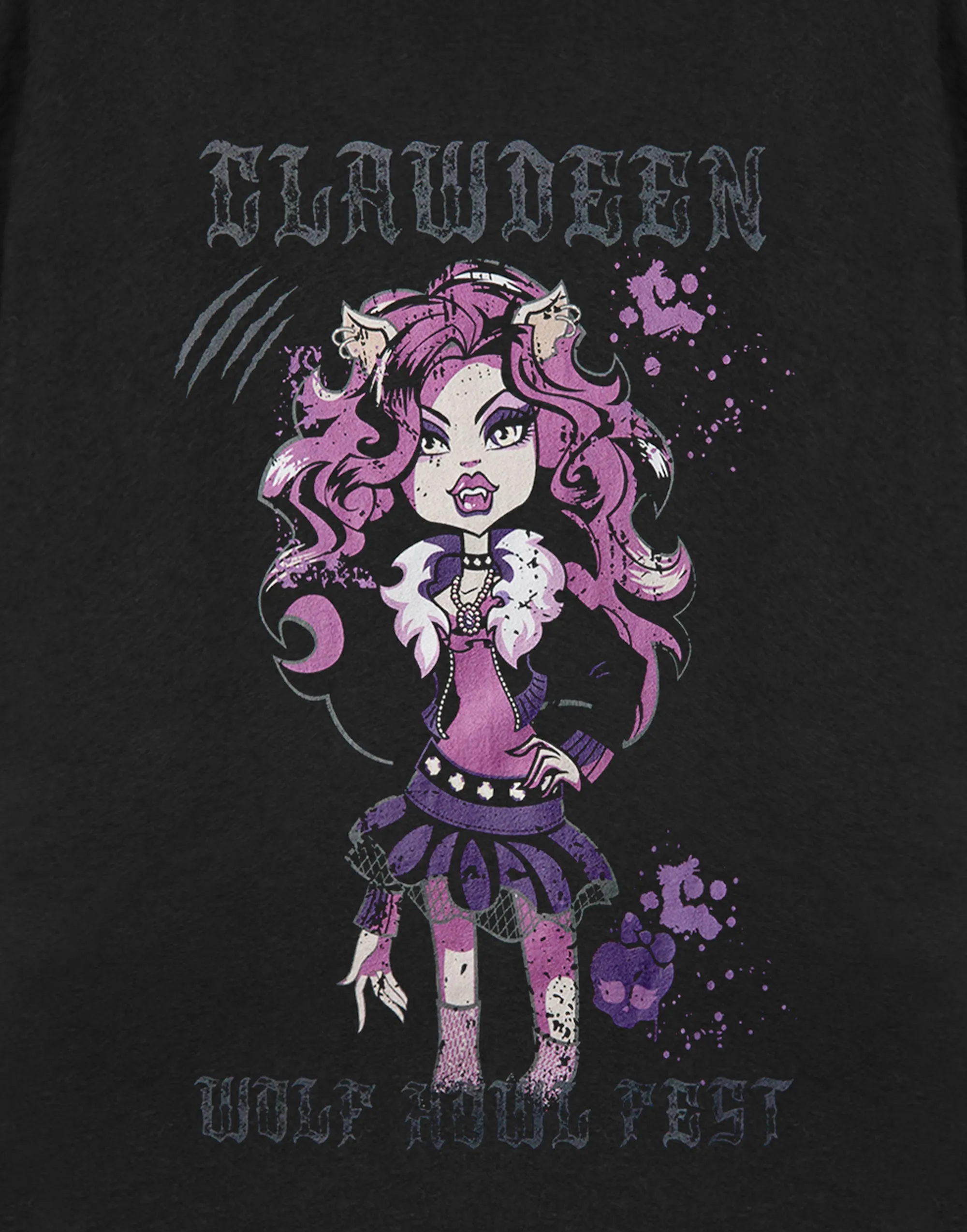 Monster High Howl Feet Womens Black Short Sleeved T-Shirt