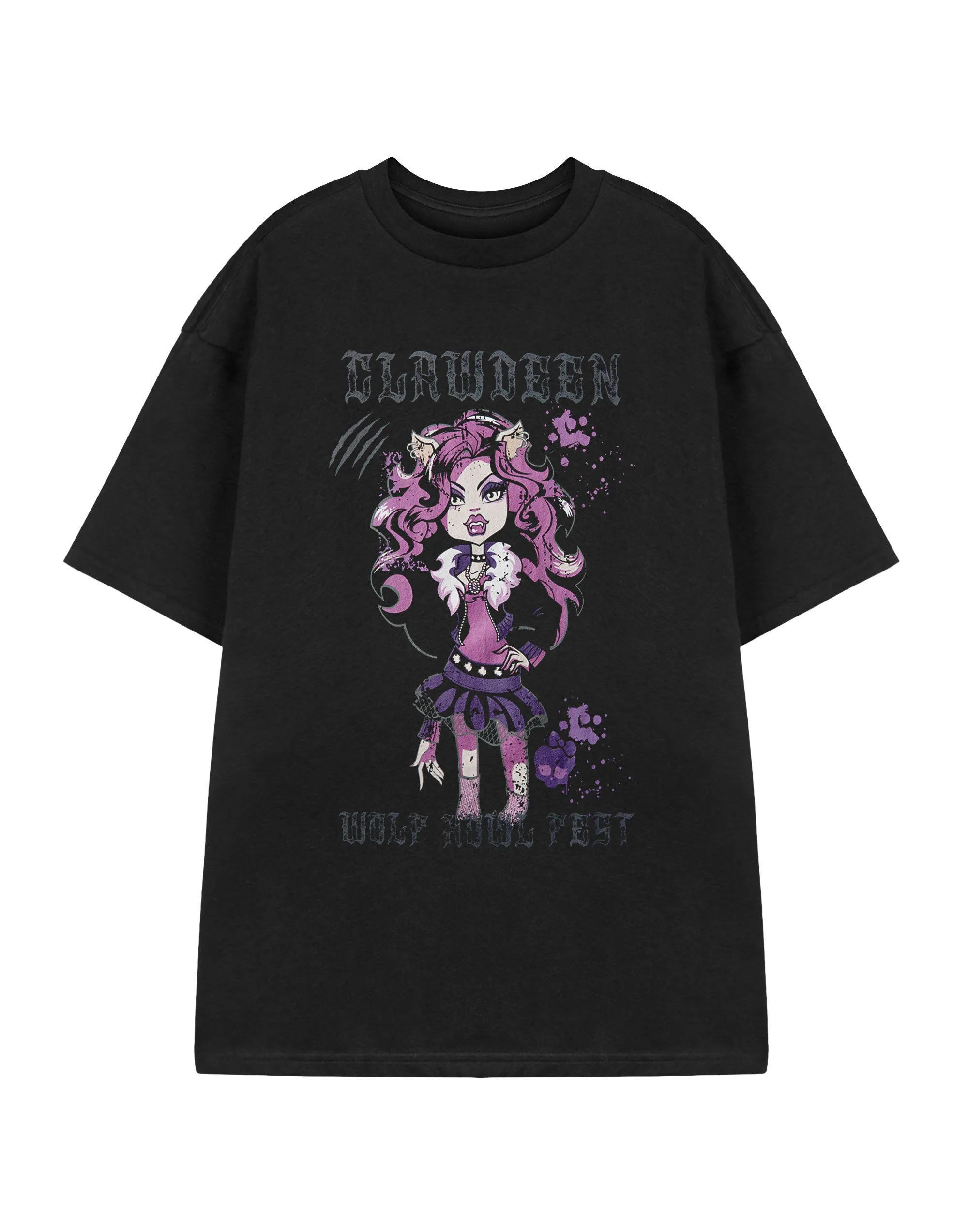 Monster High Howl Feet Womens Black Short Sleeved T-Shirt