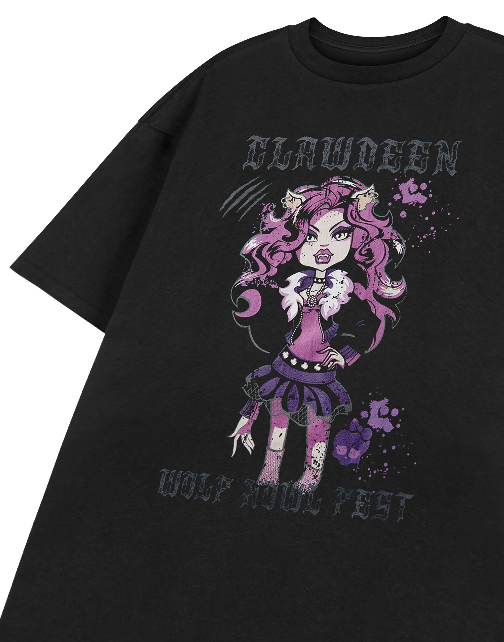 Monster High Howl Feet Womens Black Short Sleeved T-Shirt