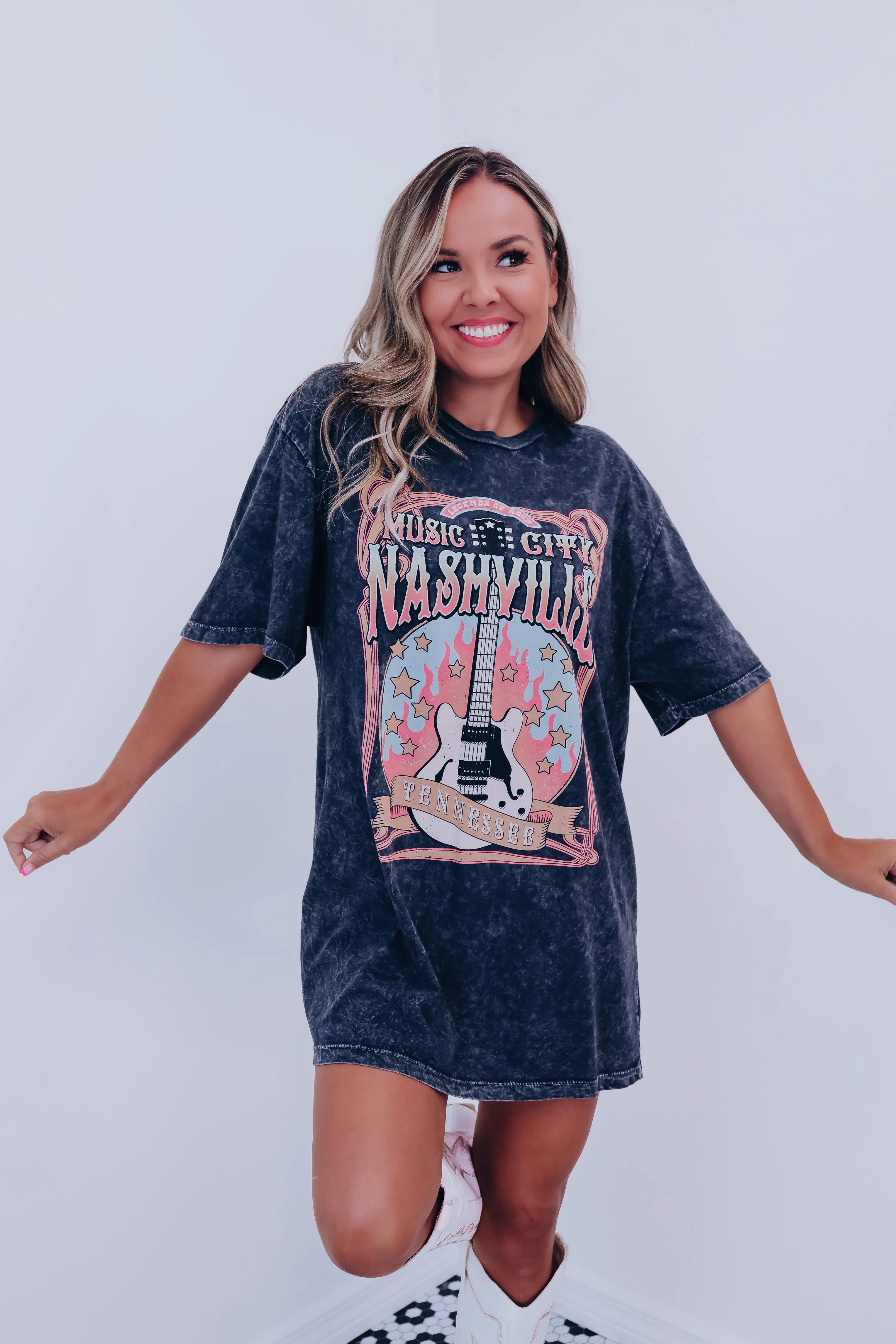 Nashville Music City Graphic Tee - Mineral Black