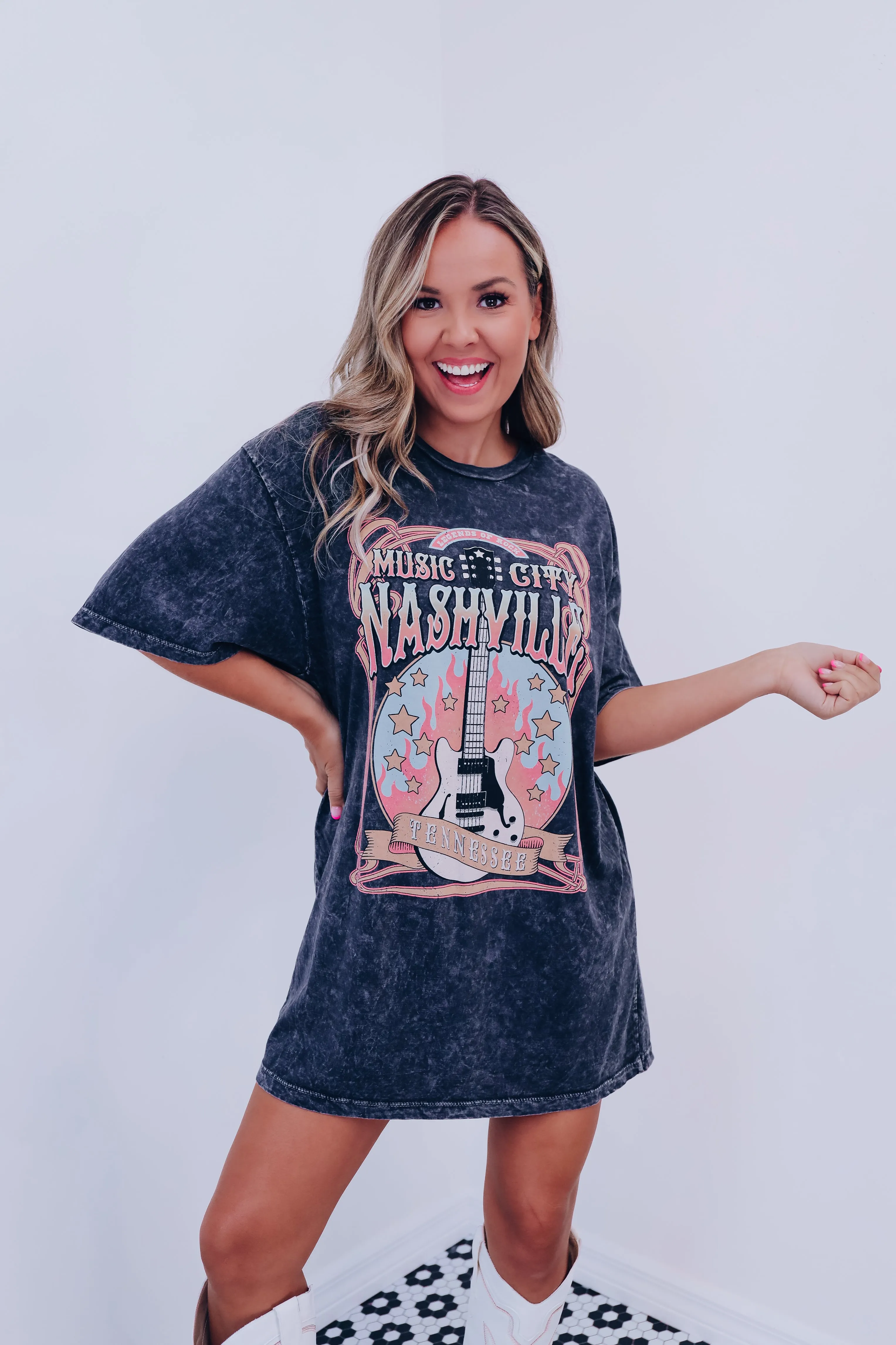 Nashville Music City Graphic Tee - Mineral Black