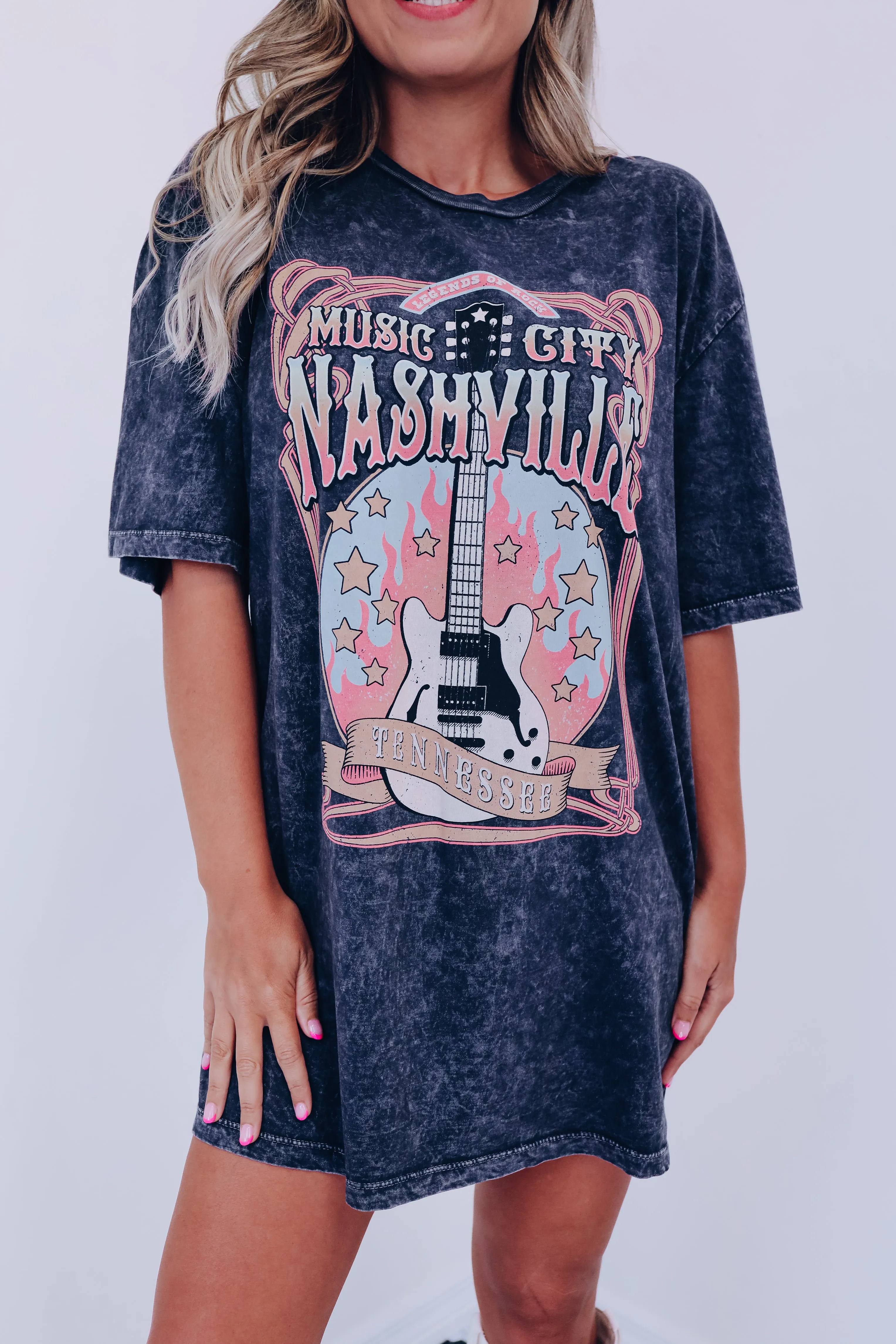 Nashville Music City Graphic Tee - Mineral Black