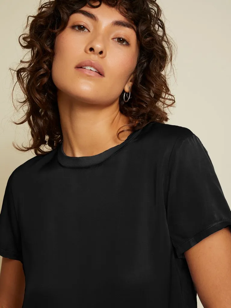 Nation LTD - Marie Sateen Boxy Crop Top in Black