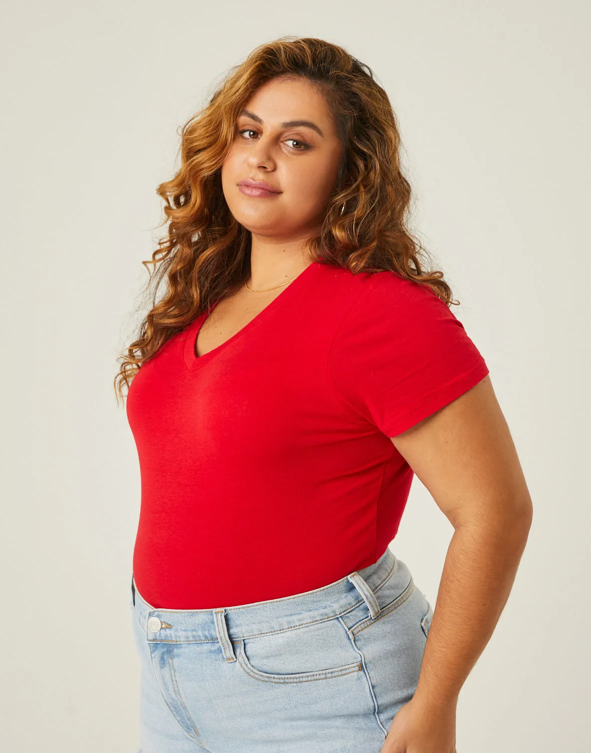 Plus Size Simple V-Neck Tee