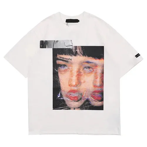 Portrait Graphic T Shirts Streetwear Oversized T Shirt with O-Neck