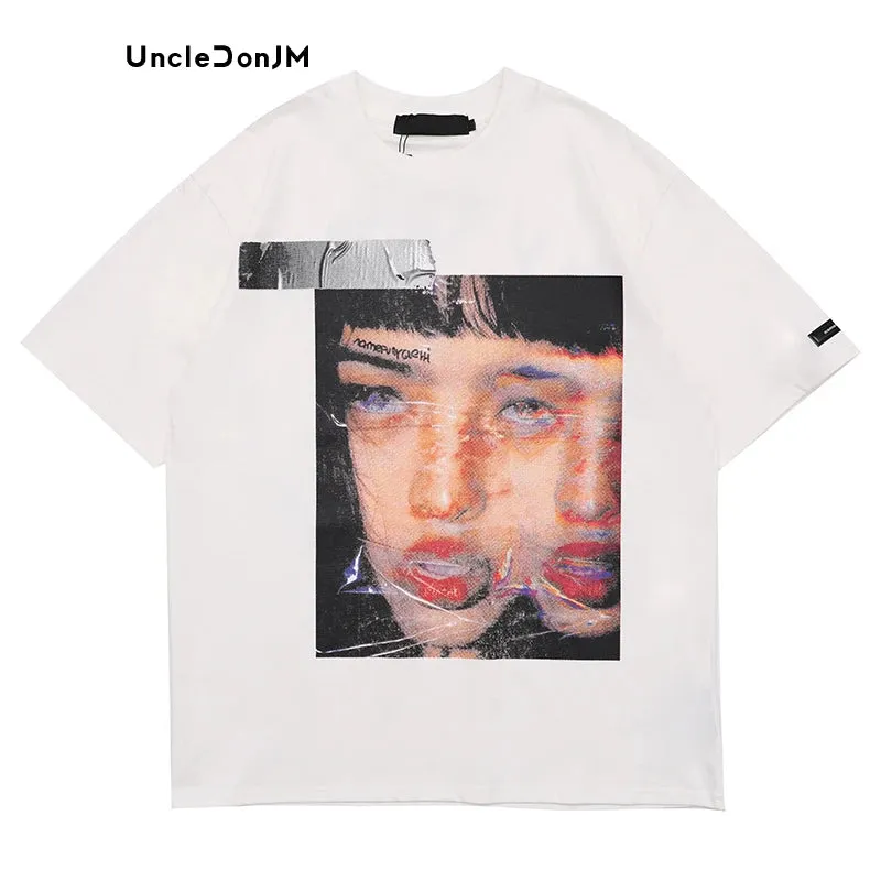 Portrait Graphic T Shirts Streetwear Oversized T Shirt with O-Neck