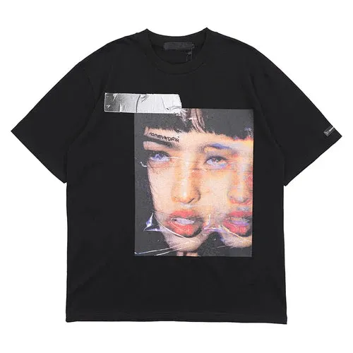 Portrait Graphic T Shirts Streetwear Oversized T Shirt with O-Neck