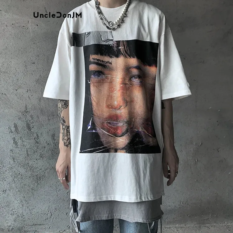 Portrait Graphic T Shirts Streetwear Oversized T Shirt with O-Neck