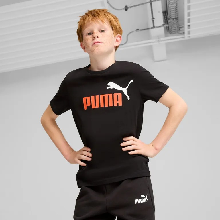 PUMA KID'S ESSENTIAL 2TONE LOGO BLACK TEE