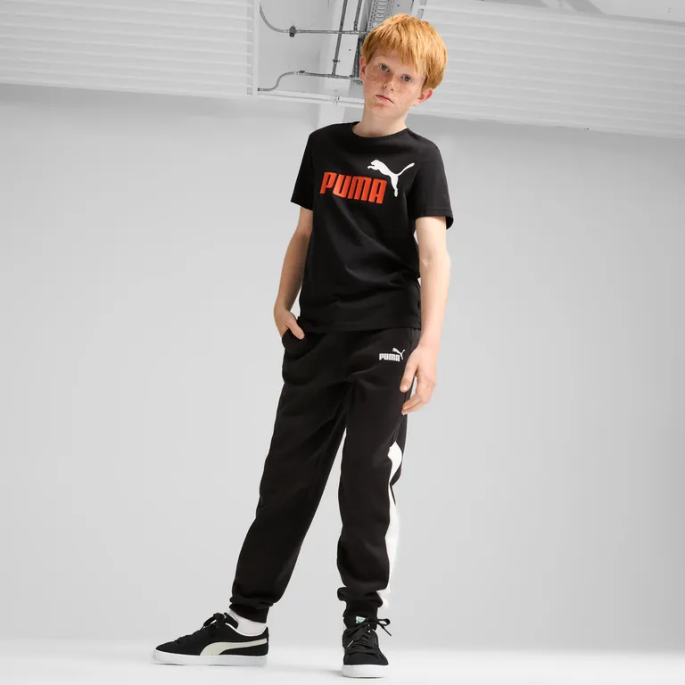 PUMA KID'S ESSENTIAL 2TONE LOGO BLACK TEE