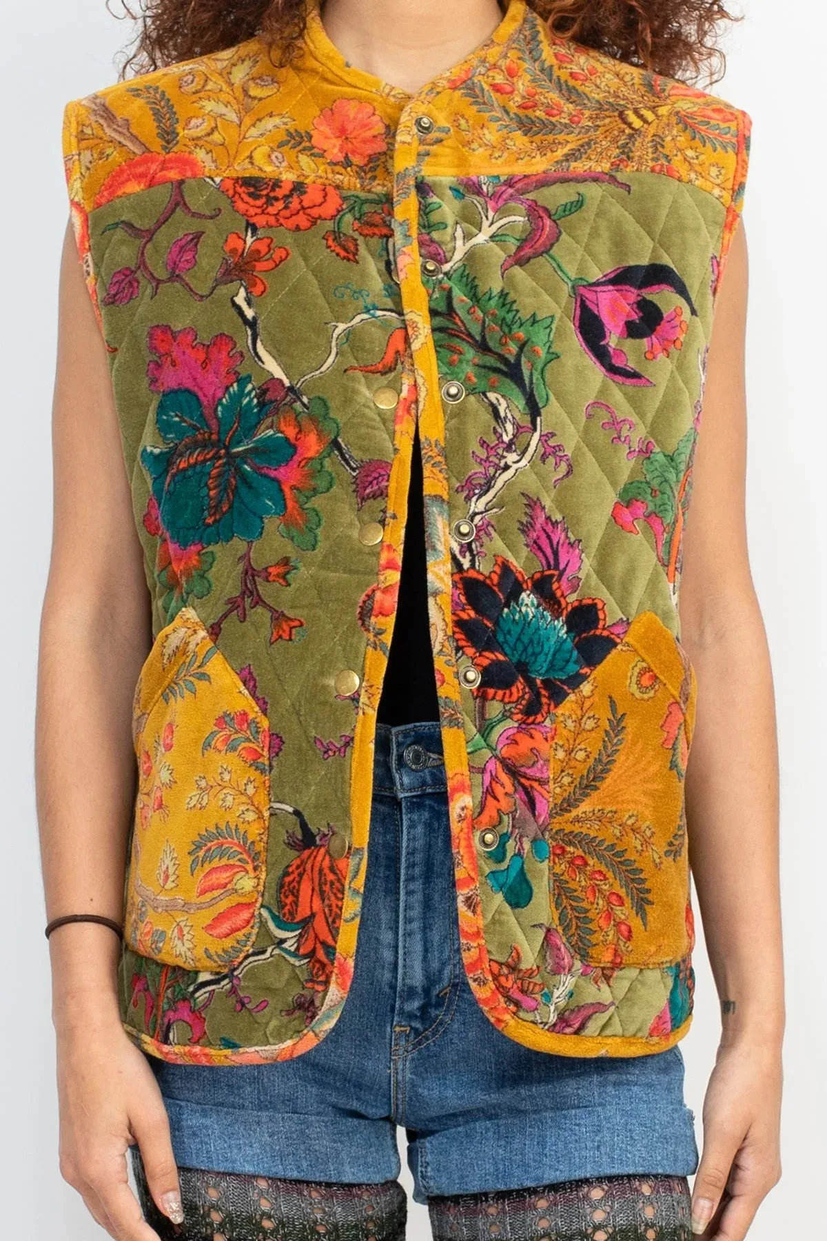 Quilted Velvet Snap Vest