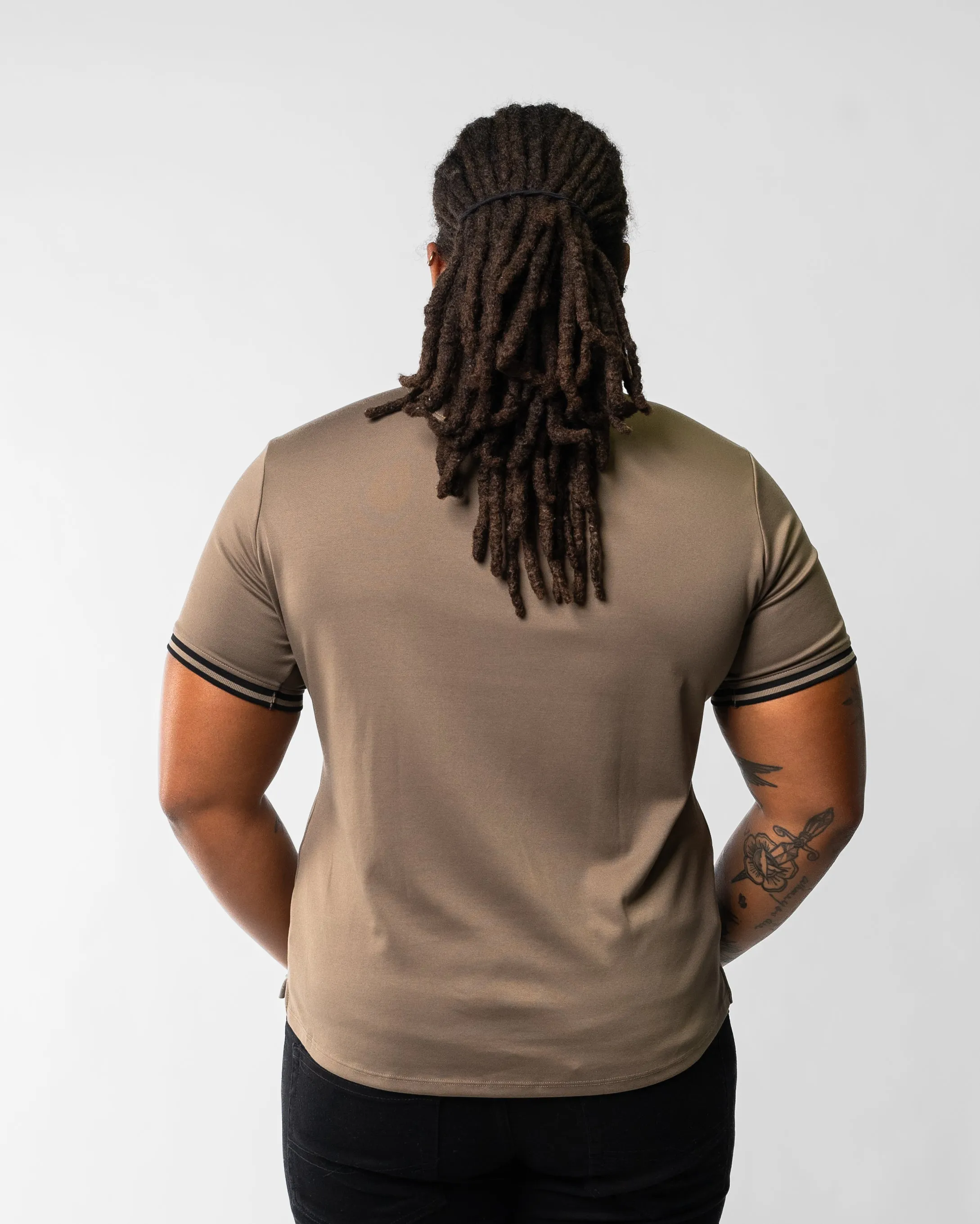 Ribbed Date Night Tee - Mocha w/ Black