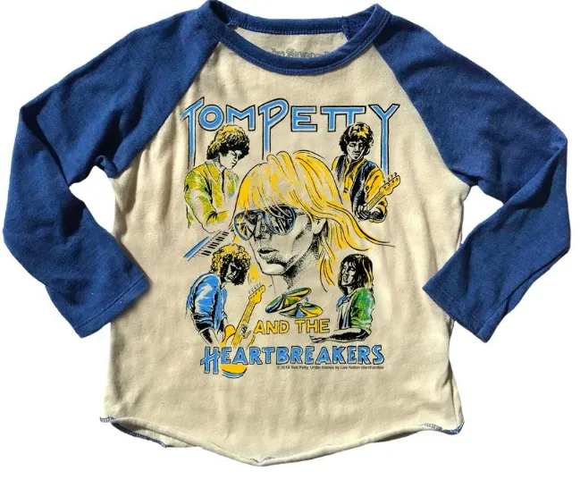 Rowdy Sprout - Tom Petty Raglan in Cream and Royal