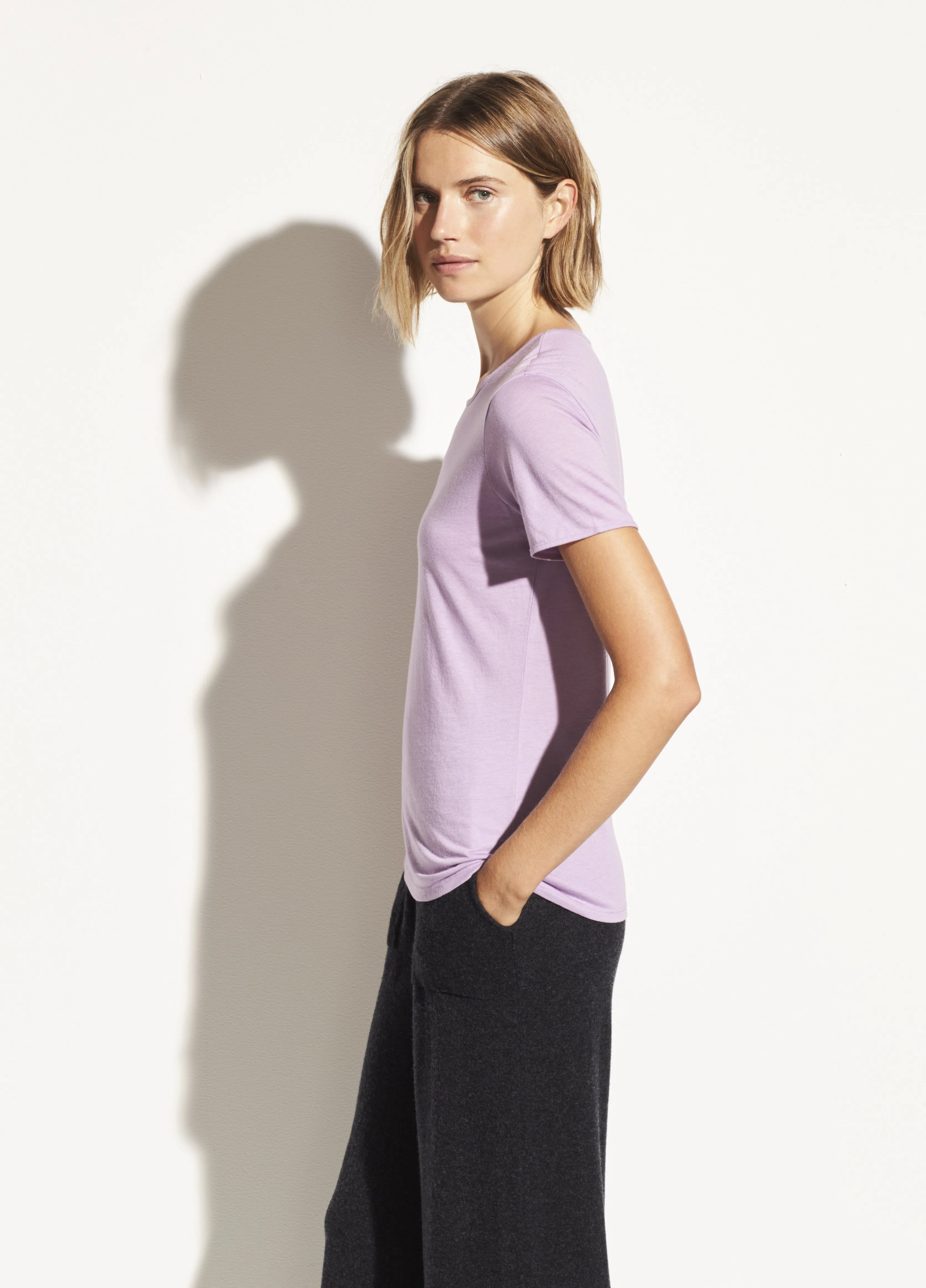 Short Sleeve Crew in Lily Stone