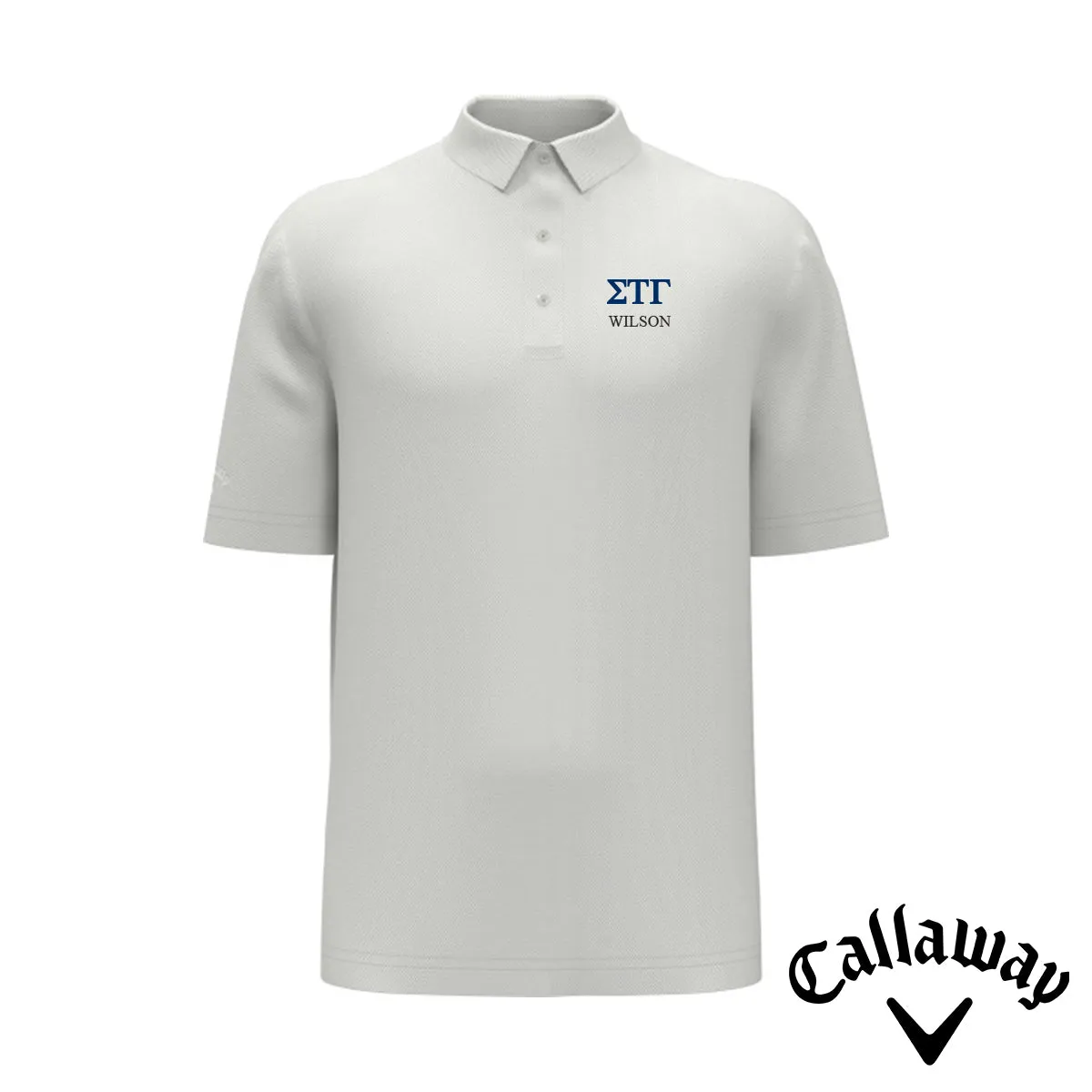 Sig Tau White Callaway Greek Letter Golf Polo