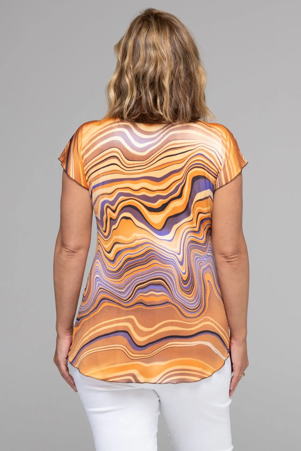 Swirls Print Short Sleeve Jersey Top