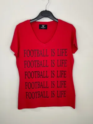 T-Shirt, Red V-Neck, Football is Life