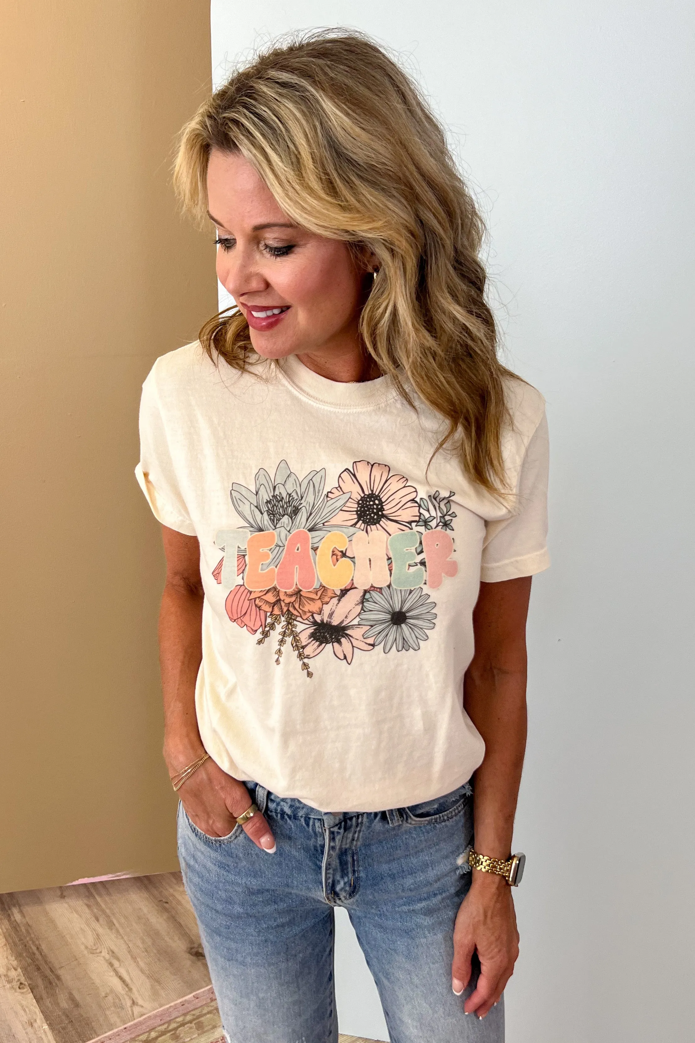 Teacher Floral Graphic Tee