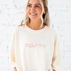 Teacher Icons Embroidered Comfort Colors Tee