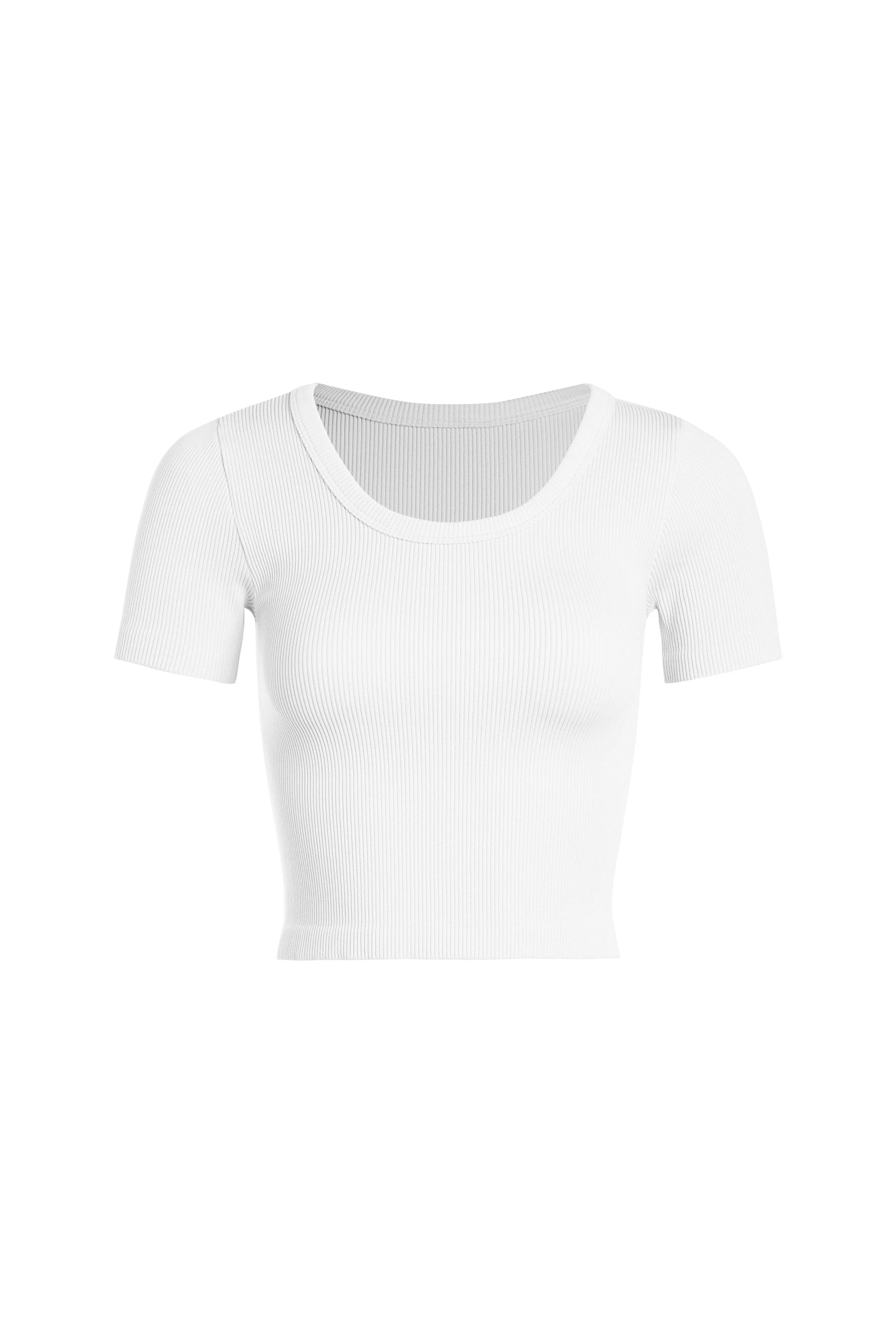 Thick Rib Scoop Neck Crop Tee