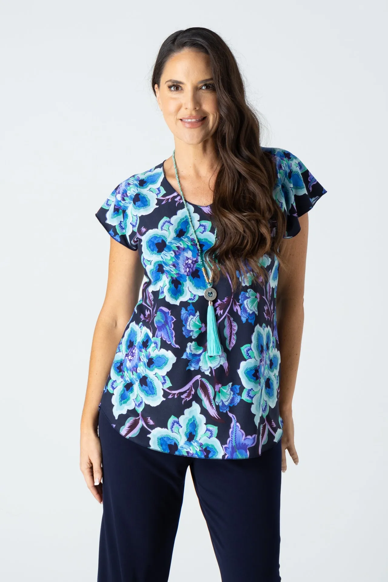 Velvet Print Short Sleeve Jersey Top