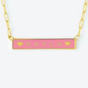 Womens Custom Bar Name Necklace