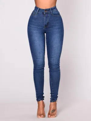 Women's Solid Color Slim High Stretch Denim Pencil Pants