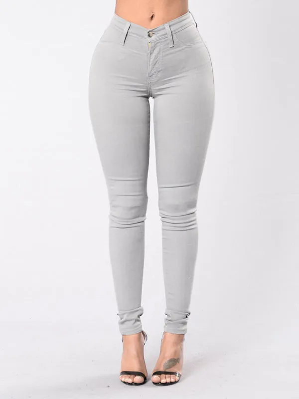 Women's Solid Color Slim High Stretch Denim Pencil Pants