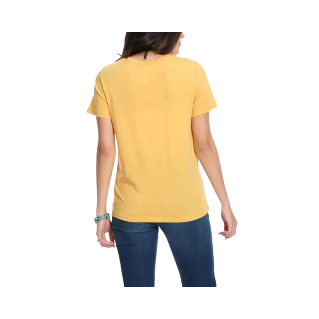 Wrangler Women's Yellow-Gold God Bless Texas Short Sleeve T-Shirt